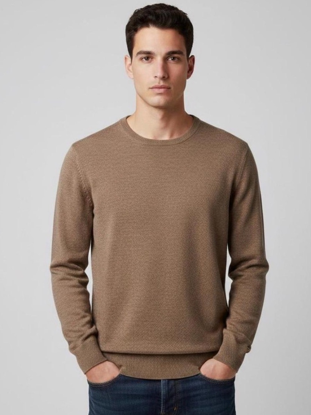 J.Crew brown merino wool blend crewneck sweater M